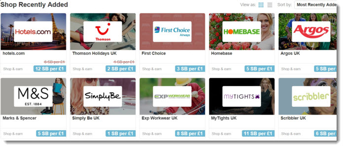 Companies to Earn SB when shopping