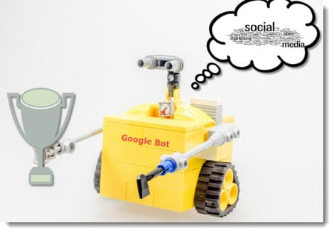 A yellow robot with a Google Bot writing on its chest