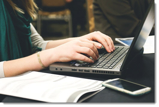 Woman using laptop