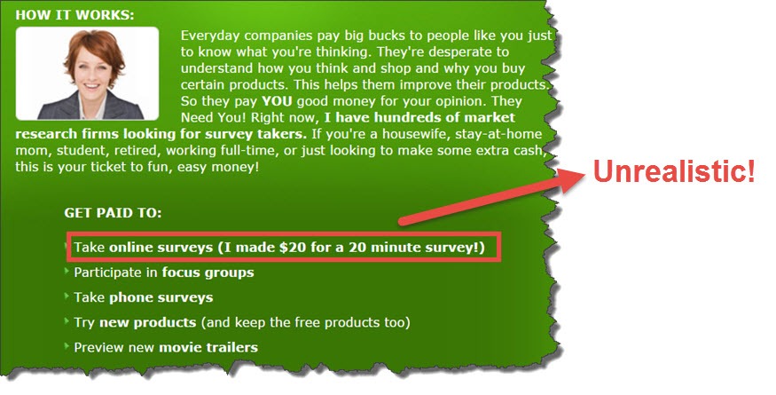 Unrealistic claim - $20 for 20m in survey