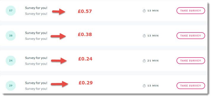 survey payouts