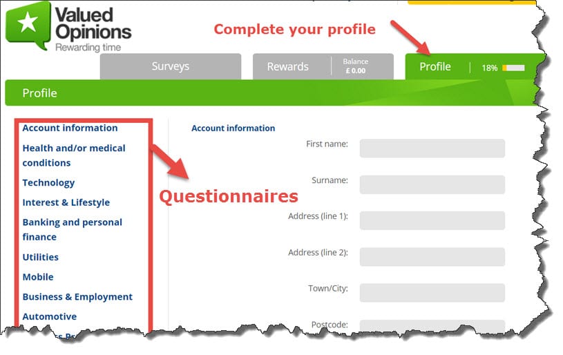 Profile questionaires