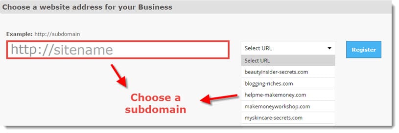 Choose a subdomain