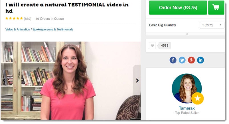 Fiverr fake testimonial