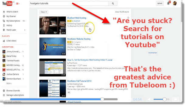 search tutorials in Youtube