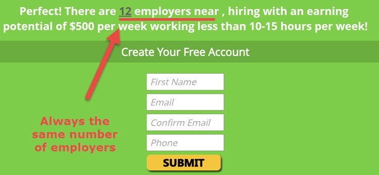 My Home Job Search sign up page