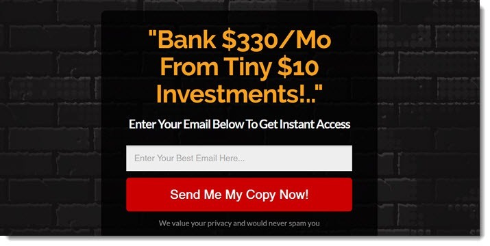 Copy Paste profits opt-in page