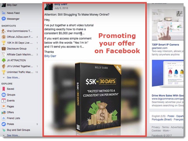 promoting your offer on facebook