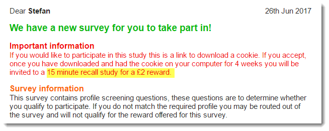 panel base survey invitation