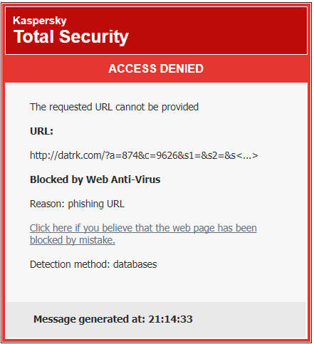 phishing URL warning