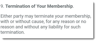 termination of your membership