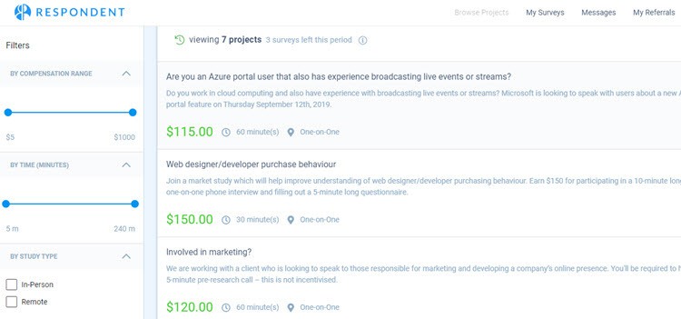 respondent dashboard