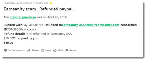 earnsanity refund