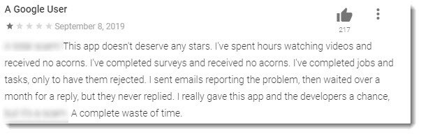 negative review about rewardable app