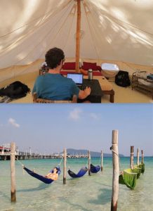 working from a teepee