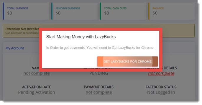 lazybucks extention