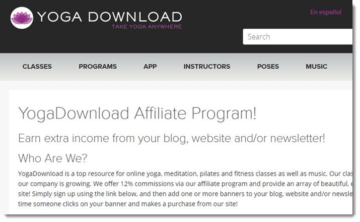 yoga affiliate program example