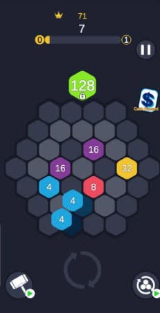 2048 hexagon gameplay