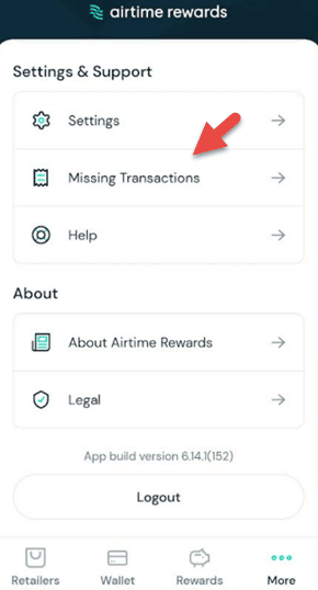 missing transaction