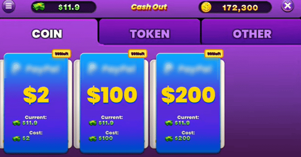 cash out page on Hyper slots
