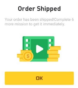 order shipped - complete missions