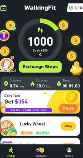 walking fit dashboard