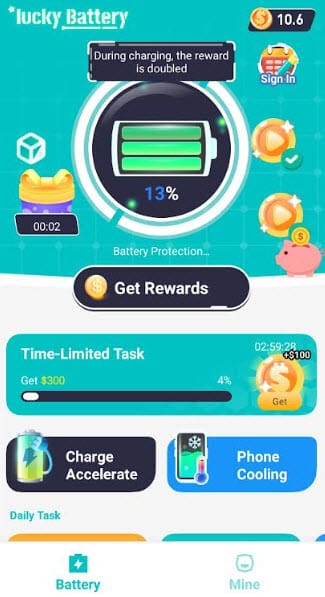 lucky battery dashboard