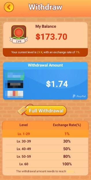 withdraw money from Fruits Goal