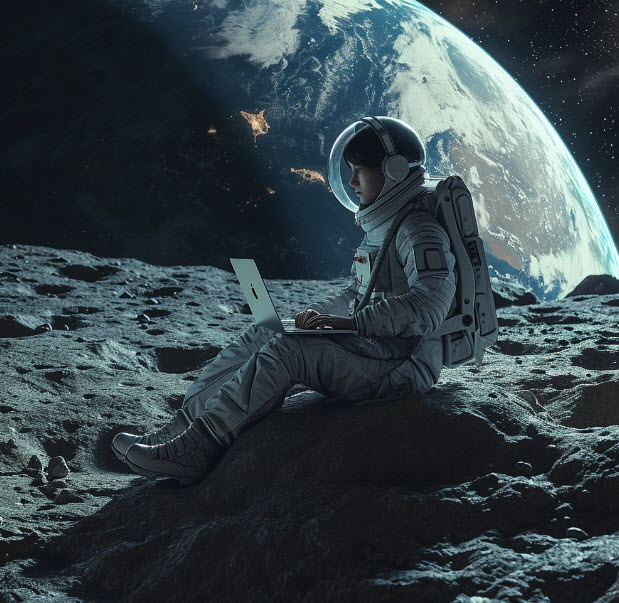 working from the moon